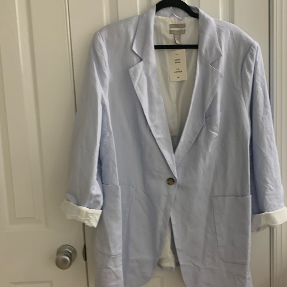 H&M Light blue linen blazer, fully lined
